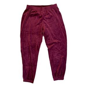 Bozzolo Velour Jogger Sweatpants Maroon Pull-On Track Pants S